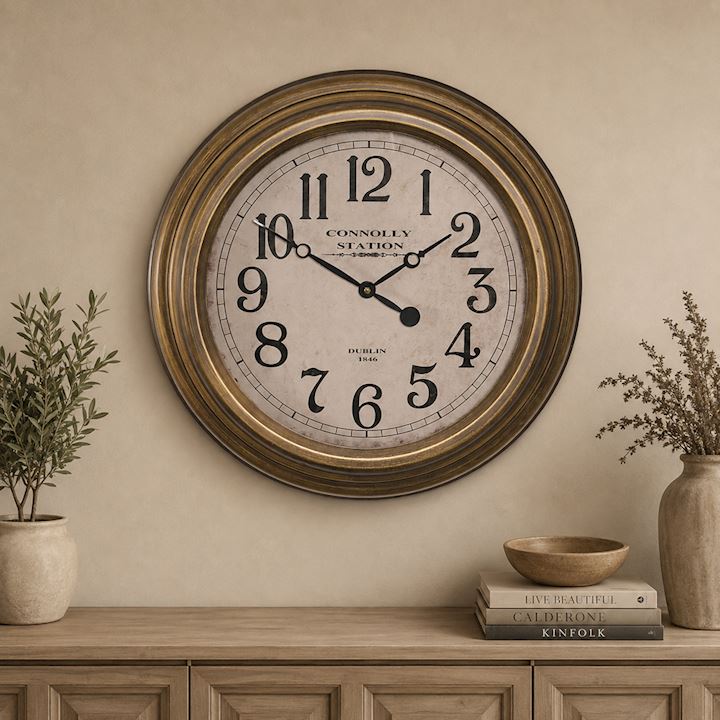 A/Q BRASS CONNOLLY STATION WALL CLOCK 42x42cm